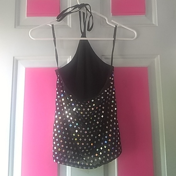 Vintg Multi Color Sequins Halter Top by Orange USA - Picture 3 of 6